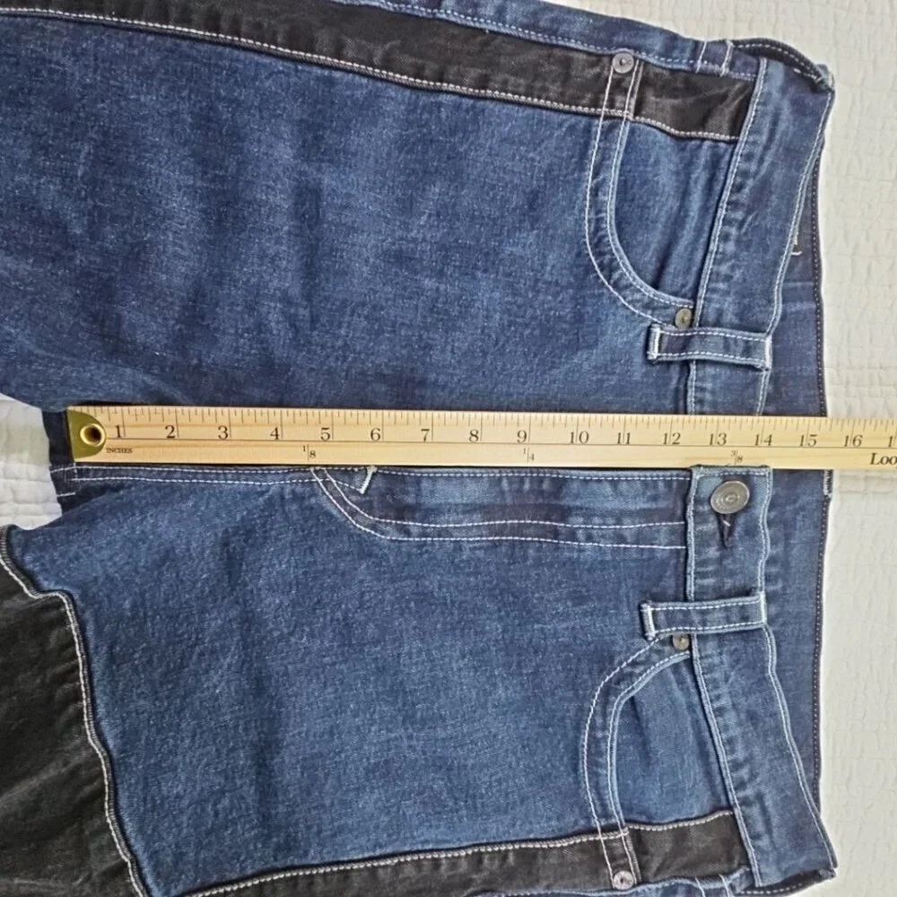 True Religion Marco Jeans Men's 34x28 Color Block Black Blue Tapered Stretch EUC